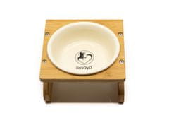 limaya keramická miska pre psy a mačky biela s dreveným podstavcom Z 17,5 cm