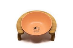 limaya keramická miska skosená pre psy a mačky oranžová s dreveným podstavom 18 cm