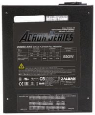 Zalman zdroj ZM850-ARX 850W, aktívny, 135mm ventilátor, modulárny, 80PLUS Platinum