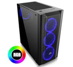 Evolveo Ptero Q1, case ATX, x RGB Rainbow Ring 120mm ventilátory, 2x 2,5" SSD