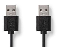 kábel USB 2.0/ zástrčka USB-A - zástrčka USB-A/ čierny/ bulk/ 2m