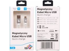 TB TOUCH magnetický kábel Micro USB strieborný 1m