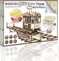 Wooden city 3D puzzle Električka s koľajami 273 dielov