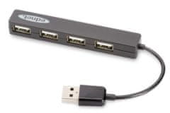 Notebook USB 2.0 Hub, 4 porty, Plug & Play, prenosová rýchlosť až 480 Mb/s