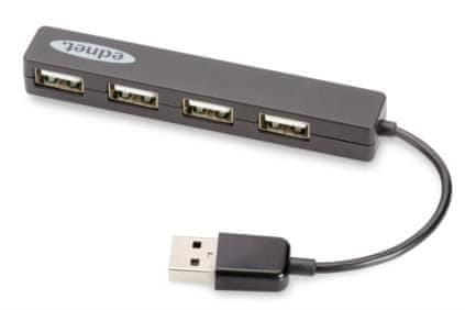 Notebook USB 2.0 Hub, 4 porty, Plug & Play, prenosová rýchlosť až 480 Mb/s
