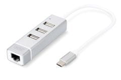 USB 2.0 3-Port Hub & Rýchly Ethernet LAN Adaptér s konektorom typu C