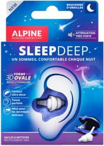 štuple do uší alpine SleepDeep dlhá životnosť z hypoalergénneho materiálu umývateľné vyrobené v holandsku ideálne na spanie bez rušenia ochrana sluchu