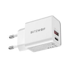 Blitzwolf Sieťová nabíjačka Blitzwolf BW-S20, USB, USB-C, 20 W (biela)