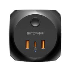 Blitzwolf Sieťová nabíjačka Blitzwolf s 3 zásuvkami, BW-PC1, 2x USB, 1x USB-C, (čierna)
