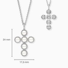Engelsrufer Pôvabný strieborný náhrdelník s perlovým krížikom ERN-GLORY-CROSS (retiazka, prívesok)