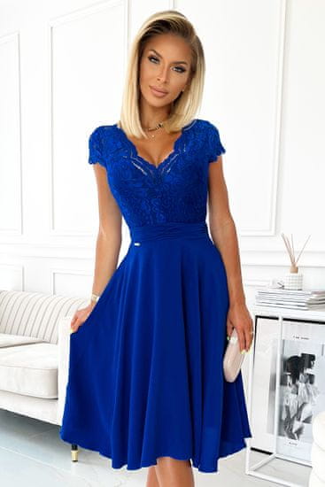 Numoco Dámske krajkové šaty Linda kráľovsky modrá