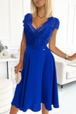 Numoco Dámske krajkové šaty Linda kráľovsky modrá L