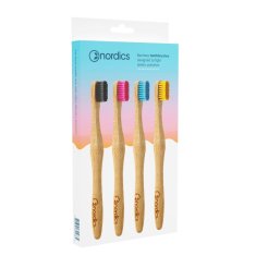 Sada bambusové zubné kefky 4 farby NORDICS 4 ks