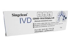 Singclean 1x Singclean Antigenní rychlotest na detekci COVID-19/ChřipA+B z přední části nosu nebo slin