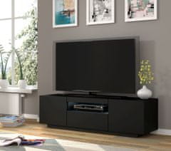 Homlando TV skrinka AURA 150 cm univerzálna, závesná alebo stojaca s LED osvetlením čierny mat