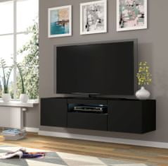 Homlando TV skrinka AURA 150 cm univerzálna, závesná alebo stojaca s LED osvetlením čierny mat