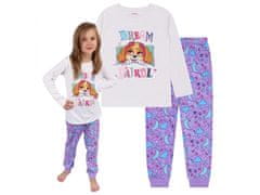 Paw Patrol Pyžama pre dievčatá z postavičkou Skye z Psiho patrulou, dlhými rukávmi, bavlnené, biela, fialová 4 lata 104 cm