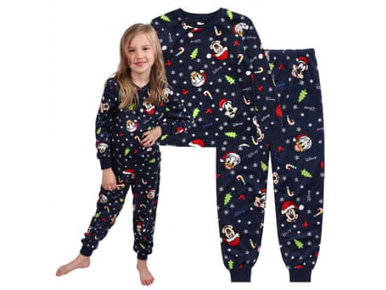 Disney DISNEY Mickey Mouse Vianočná detská pyžama, z plísu, tmavomodrá 7-8 lat 128 cm