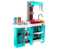 iMex Toys Veľká detská kuchynka s tečúcou vodou a chladničkou tyrkysová