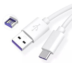 KOMA Synchronizačný a nabíjací kábel USB-A 3.0 / USB-C, 2 metre, do 5 A, biely