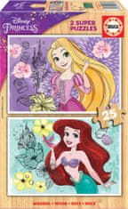 EDUCA Drevené puzzle Disney princeznej 2x25 dielikov