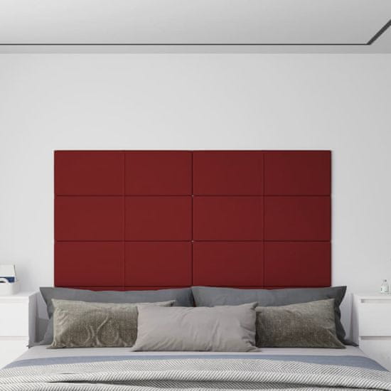 Vidaxl Nástenné panely 12 ks vínovočervené 90x30 cm látka 3,24 m²