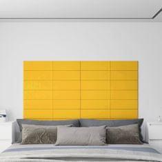 Vidaxl Nástenné panely 12 ks žlté 90x15 cm zamat 1,62 m²