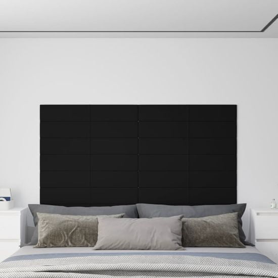 Vidaxl Nástenné panely 12 ks čierne 90x15 cm zamat 1,62 m²