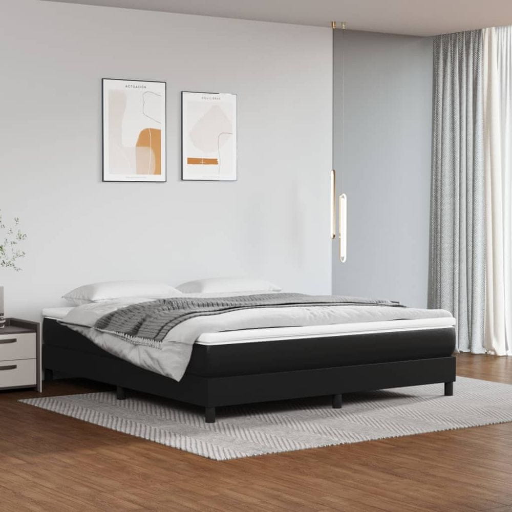 shumee Boxspring posteľ s matracom čierna 160x200 cm umelá koža