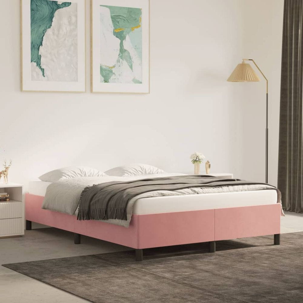 Vidaxl Rám postele ružový 140x190 cm zamat