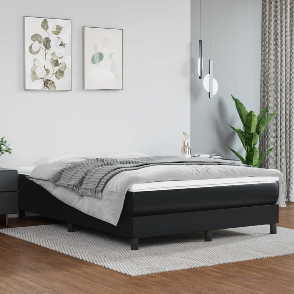 shumee Boxspring posteľ s matracom čierna 140x200 cm umelá koža