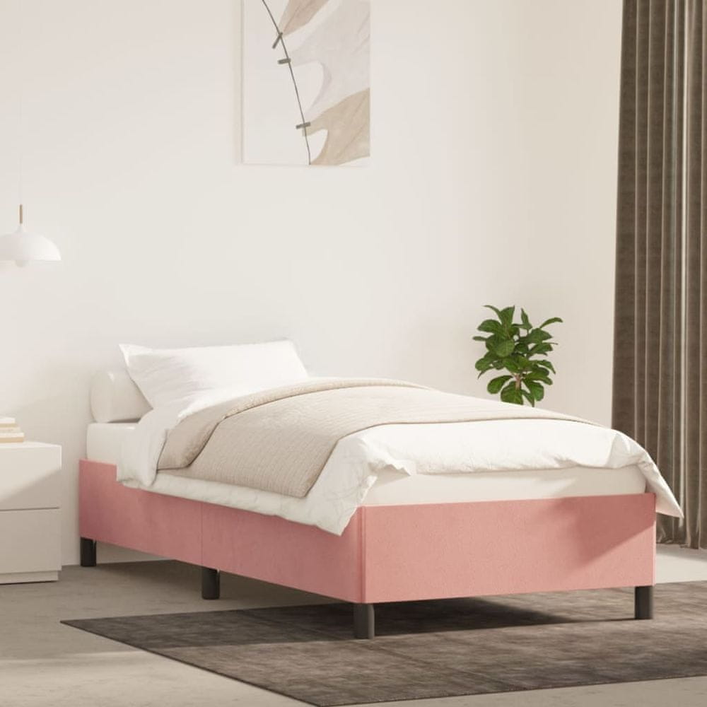 Vidaxl Rám postele ružový 100x200 cm zamat