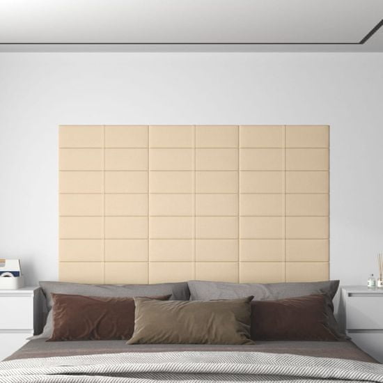Vidaxl Nástenné panely 12 ks krémové 60x15 cm látkové 1,08 m²