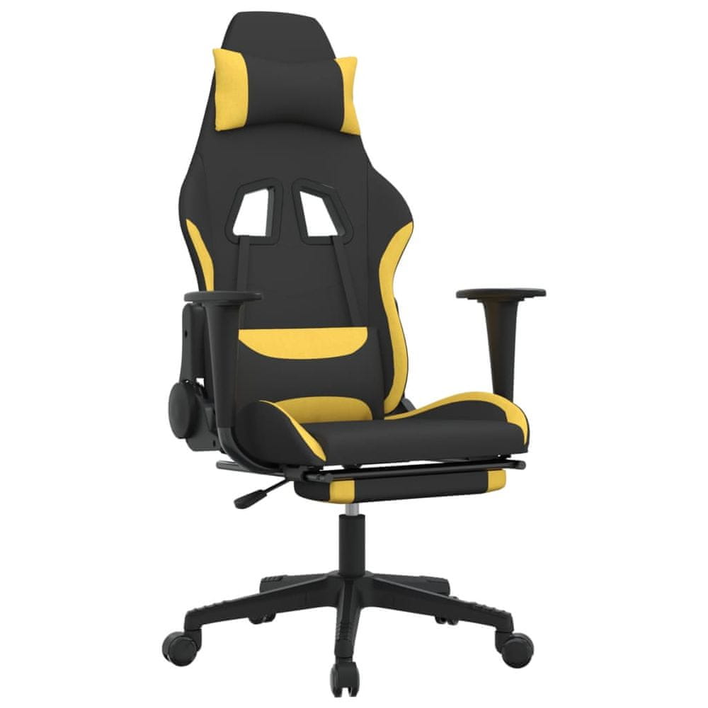 Vidaxl Masážna herná stolička s podnožkou, čierna a žltá, látka