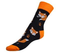 Ponožky Líška - 35-38 - čierna, oranžová