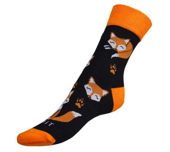 Ponožky Líška - 35-38 - čierna, oranžová