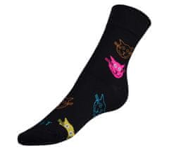 Ponožky Mačky farebné - 35-38 - čierna