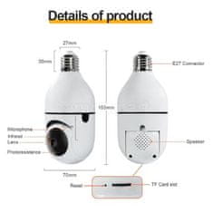 Mormark Prenosná bezpečnostná bezdrôtová otočná kamera vo forme žiarovky | BULBCAM