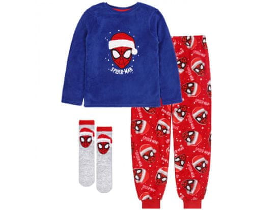 MARVEL COMICS Spiderman MARVEL Darčeková sada: chlapčenské pyžamo + ponožky, fleece, modrá, červená