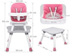 Mamido Detská jedálenská stolička 6v1 ružová