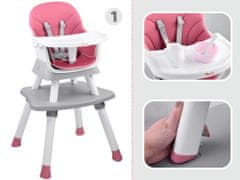 Mamido Detská jedálenská stolička 6v1 ružová