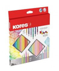 KORES Style trojhranné pastelky 26 farieb