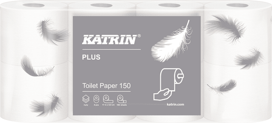 Katrin PLUS toal.papier 3-vrstvový biely, 100% celulóza 8 ks