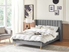 Beliani Zamatová posteľ 140 x 200 cm sivá VILLETTE