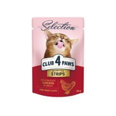 Club4Paws Premium Kapsičky pre mačky prúžky s kuracim mäsom v omačke 12x85g