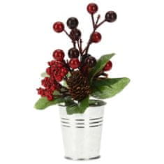 H&S Umelé gule z ihličia Červené hloh šišky Vianočná dekorácia Rastlina v kvetináči