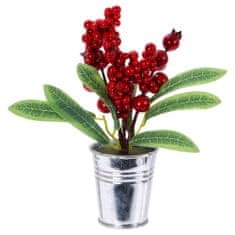 H&S Umelé Gule Z Ihličia Červené Hloh Vianočná Dekorácia Rastlinu V Kvetináči Hloh