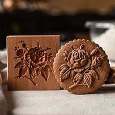 Netscroll Drevený 3D model na pečenie sušienok v tvare ruže, CookieMold