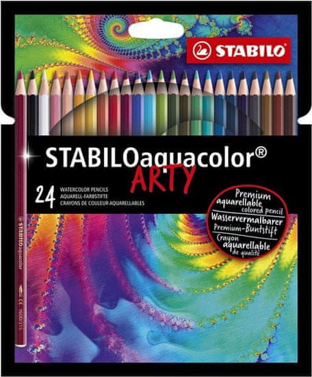 Stabilo Pastelky aquacolor, súprava 24 ks v kartónovom puzdre "ARTY"