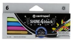 Centropen SHINE 4 BLACK Popisovače - sada 6 metalických farieb